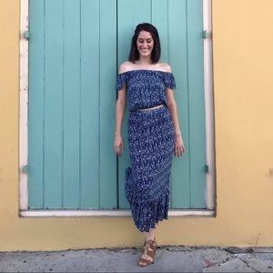 Everly Geo Print Ruffled Skirt